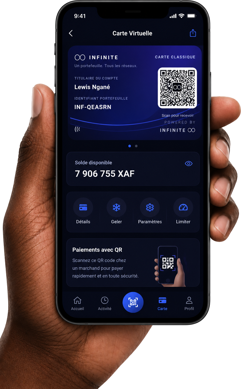 Payez avec votre carte QR INFINITE